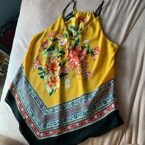 by&by Yellow Floral Tank Top